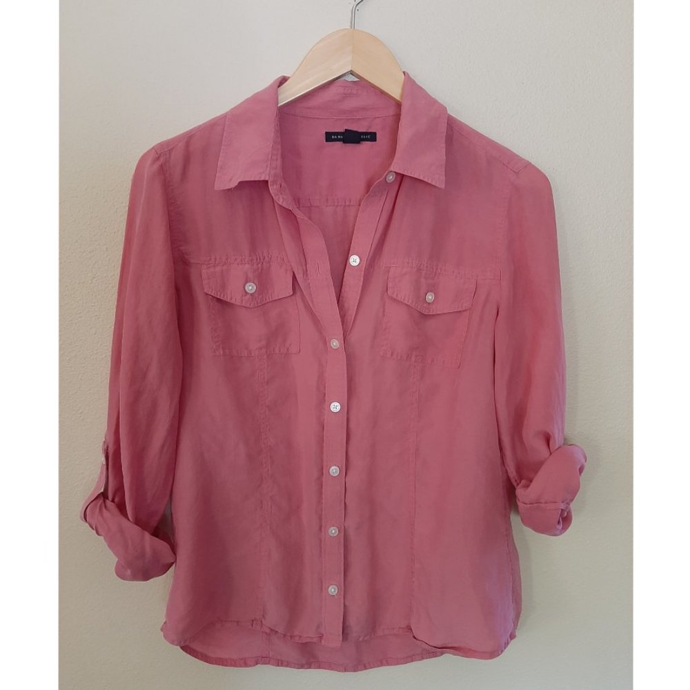 Banana Republic size M pink parachute silk blouse with tab sleeves